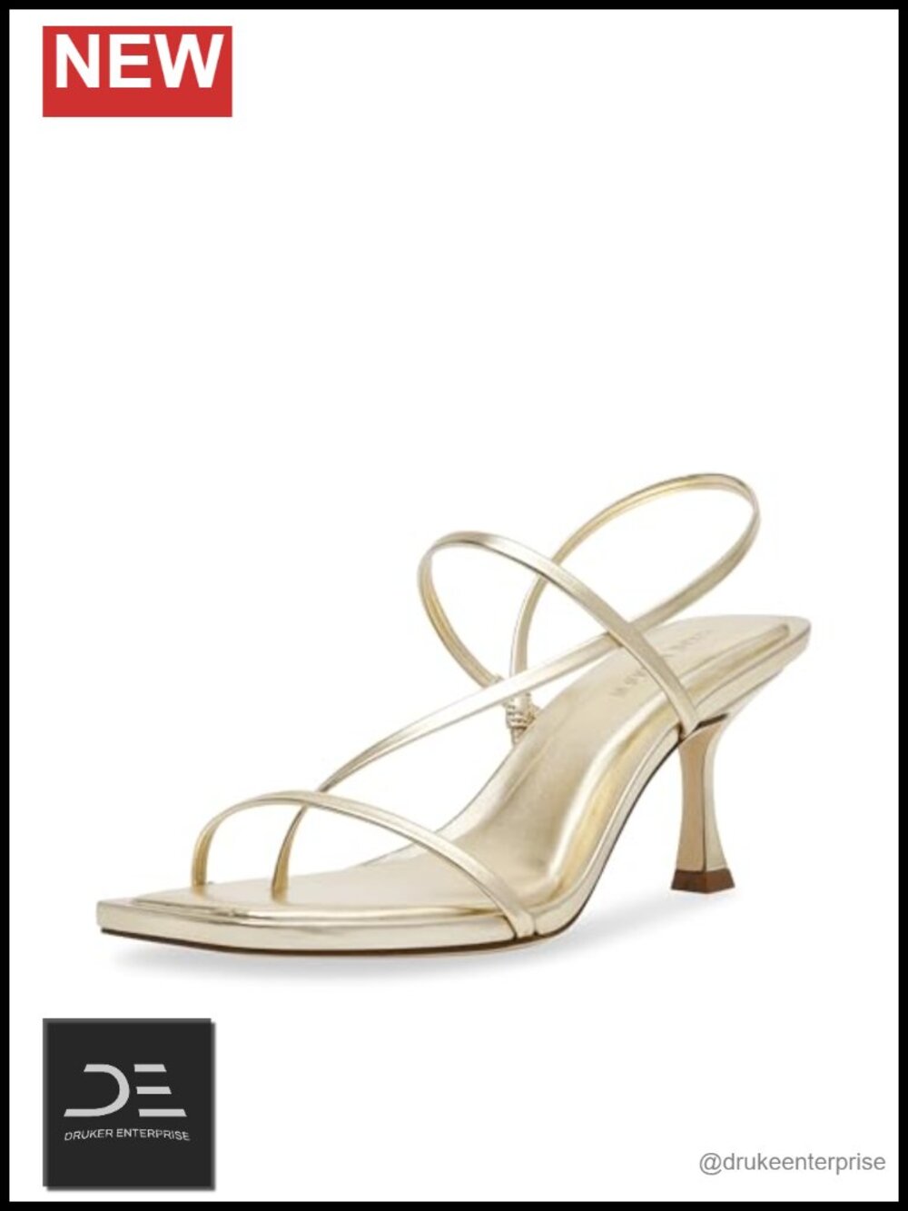 Steve Madden Women's Locke Heeled Sandals Square Toe Backstrap Kitten Heel